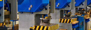 Closeup of metal stamping presses